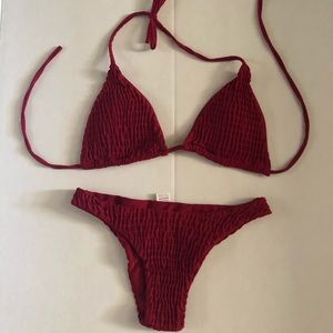 Maroon ribbed bikini